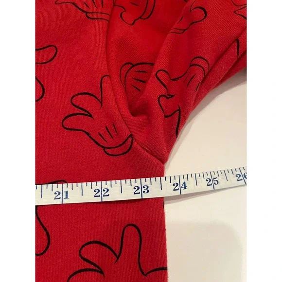 Disney Oversized Crew Neck Sweatshirt Unisex Red Mickey Mouse Glove Size Small - Picture 6 of 8